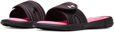 NEW Under Armour Youth Girl/'s Ignite VII Slides Pink//Black #1287997 128T tz